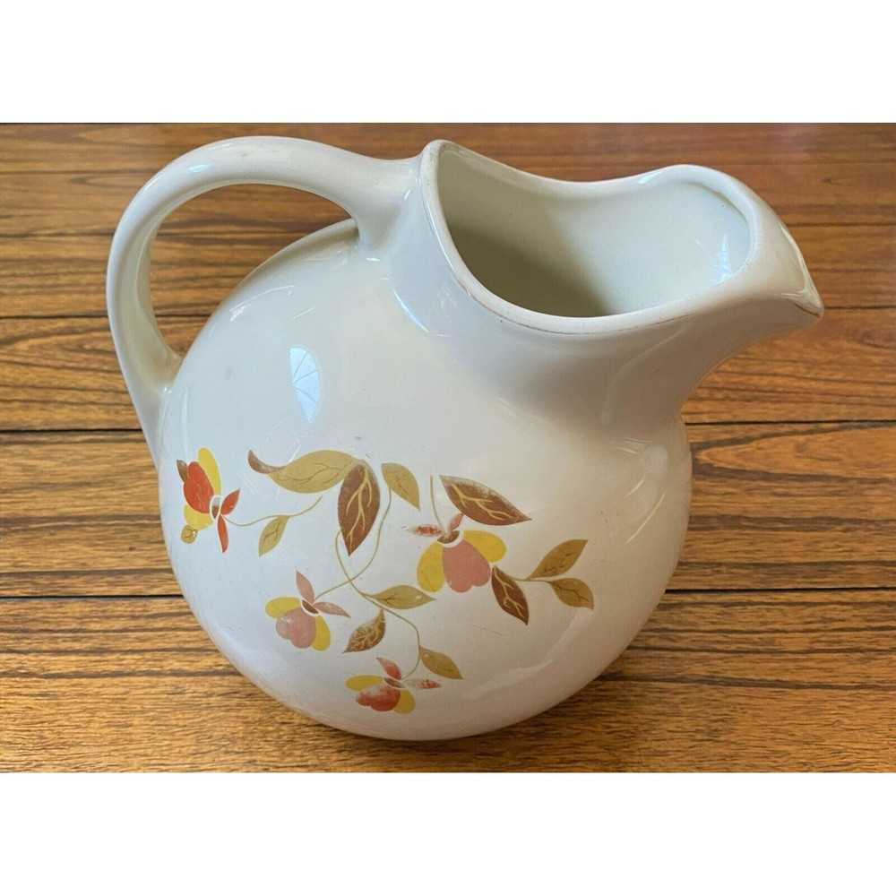 Hall Jewel Porcelain Ball Pitcher With Ice Lip Tea Autumn Leaf VINTAGE